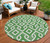 8' Emerald And Ivory Round Geometric Washable Indoor Outdoor Area Rug