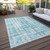 10' X 14' Teal Blue And Ivory Abstract Washable Indoor Outdoor Area Rug Transitional Style - Teal Blue, Ivory Color