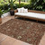8' X 10' Brown Tan And Red Floral Washable Indoor Outdoor Area Rug