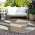 8' Brown Taupe And Wheat Round Geometric Washable Indoor Outdoor Area Rug