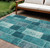 9' X 12' Teal Blue Aqua And Turquoise Patchwork Washable Indoor Outdoor Area Rug
