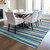 9' X 12' Teal Blue Gray And Ivory Striped Washable Indoor Outdoor Area Rug