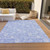 8' X 10' Sky Blue Denim Blue And Ivory Floral Washable Indoor Outdoor Area Rug