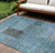 8' X 10' Teal Blue Aqua And Gray Patchwork Washable Indoor Outdoor Area Rug