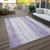 10' X 14' Purple And Ivory Striped Washable Indoor Outdoor Area Rug
