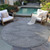 8' Charcoal And Silver Round Geometric Washable Indoor Outdoor Area Rug