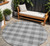8' Gray And Charcoal Round Plaid Washable Indoor Outdoor Area Rug - Gray, Charcoal