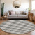 8' Gray And Charcoal Round Plaid Washable Indoor Outdoor Area Rug - Gray, Charcoal