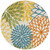 5' X 5' Turquoise Round Floral Non Skid Indoor Outdoor Area Rug