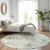 8' Mint Green And Ivory Round Floral Washable Indoor Outdoor Area Rug