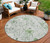 8' Mint Green And Ivory Round Floral Washable Indoor Outdoor Area Rug - Mint Green, Ivory