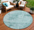 8' Blue And Ivory Round Abstract Washable Indoor Outdoor Area Rug - 608219210601