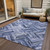10' X 14' Navy Blue And Sky Blue Geometric Washable Indoor Outdoor Area Rug