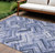10' X 14' Navy Blue And Sky Blue Geometric Washable Indoor Outdoor Area Rug