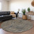 8' Brown Black And Gray Round Geometric Washable Indoor Outdoor Area Rug