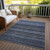 9' X 12' Denim Blue And Gray Striped Washable Indoor Outdoor Area Rug