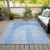 10' X 14' Sky Blue And Denim Blue Geometric Washable Indoor Outdoor Area Rug