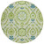 8' Artichoke Green Olive Green And Blue Round Floral Washable Indoor Outdoor Area Rug