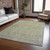 9' X 12' Artichoke Green And Gray Oriental Washable Indoor Outdoor Area Rug