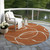 8' Copper And Ivory Round Abstract Washable Indoor Outdoor Area Rug