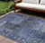 10' X 14' Navy Blue And Charcoal Patchwork Washable Indoor Outdoor Area Rug