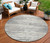 8' Gray And Ivory Round Striped Washable Indoor Outdoor Area Rug