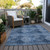 10' X 14' Navy Blue Floral Medallion Washable Non Skid Indoor Outdoor Area Rug