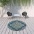 8' Round Navy Round Oriental Stain Resistant Indoor Outdoor Area Rug - 606114582557