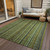 10' X 14' Green Gold And Gray Striped Washable Indoor Outdoor Area Rug