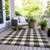 8' X 10' Black And Gray Plaid Washable Indoor Outdoor Area Rug