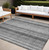 10' X 14' Gray Striped Washable Non Skid Indoor Outdoor Area Rug - 608219151027