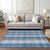 10' X 14' Denim Blue Sky Blue And Beige Plaid Washable Indoor Outdoor Area Rug