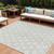 8' X 10' Ivory And Black Geometric Washable Indoor Outdoor Area Rug - 880016570540