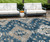 8' X 10' Navy Blue Beige And Ivory Medallion Washable Indoor Outdoor Area Rug