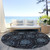 8' Blue Charcoal And Gray Round Medallion Washable Indoor Outdoor Area Rug