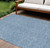9' X 12' Denim Blue Black And Ivory Geometric Washable Indoor Outdoor Area Rug