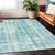 8' X 10' Teal Blue And Ivory Abstract Washable Indoor Outdoor Area Rug - 608219280246