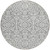 8' Gray And Ivory Round Damask Washable Indoor Outdoor Area Rug