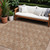 9' X 12' Copper And Beige Geometric Washable Indoor Outdoor Area Rug