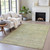 10' X 14' Green And Gold Oriental Washable Indoor Outdoor Area Rug