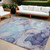8' X 10' Blue Abstract Washable Non Skid Indoor Outdoor Area Rug
