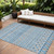 8' X 10' Sky Blue And Denim Blue Quatrefoil Washable Indoor Outdoor Area Rug