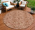 8' Terra Cotta And Copper Round Floral Washable Indoor Outdoor Area Rug
