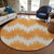 8' Orange And Ivory Round Chevron Washable Indoor Outdoor Area Rug