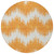 8' Orange And Ivory Round Chevron Washable Indoor Outdoor Area Rug