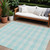 10' X 14' Aqua And Ivory Plaid Washable Indoor Outdoor Area Rug