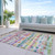9' X 12' Green Ivory And Purple Striped Washable Indoor Outdoor Area Rug