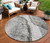 8' Gray Taupe And Silver Round Abstract Washable Indoor Outdoor Area Rug