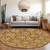 8' Copper And Beige Round Floral Washable Indoor Outdoor Area Rug - 608219306465