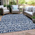 10' X 14' Navy Blue And Ivory Southwestern Washable Indoor Outdoor Area Rug